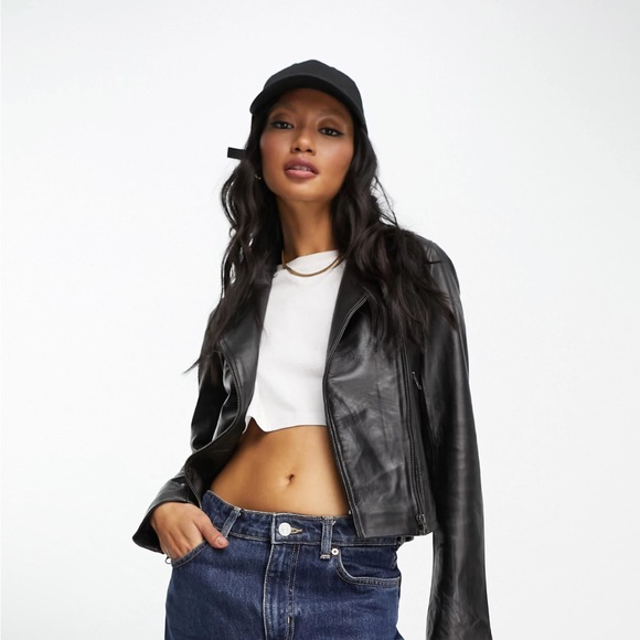Lambs leather biker jacket black - Picture 1 of 4
